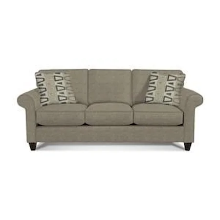 Transitional Sofa with Sock-Rolled Arms